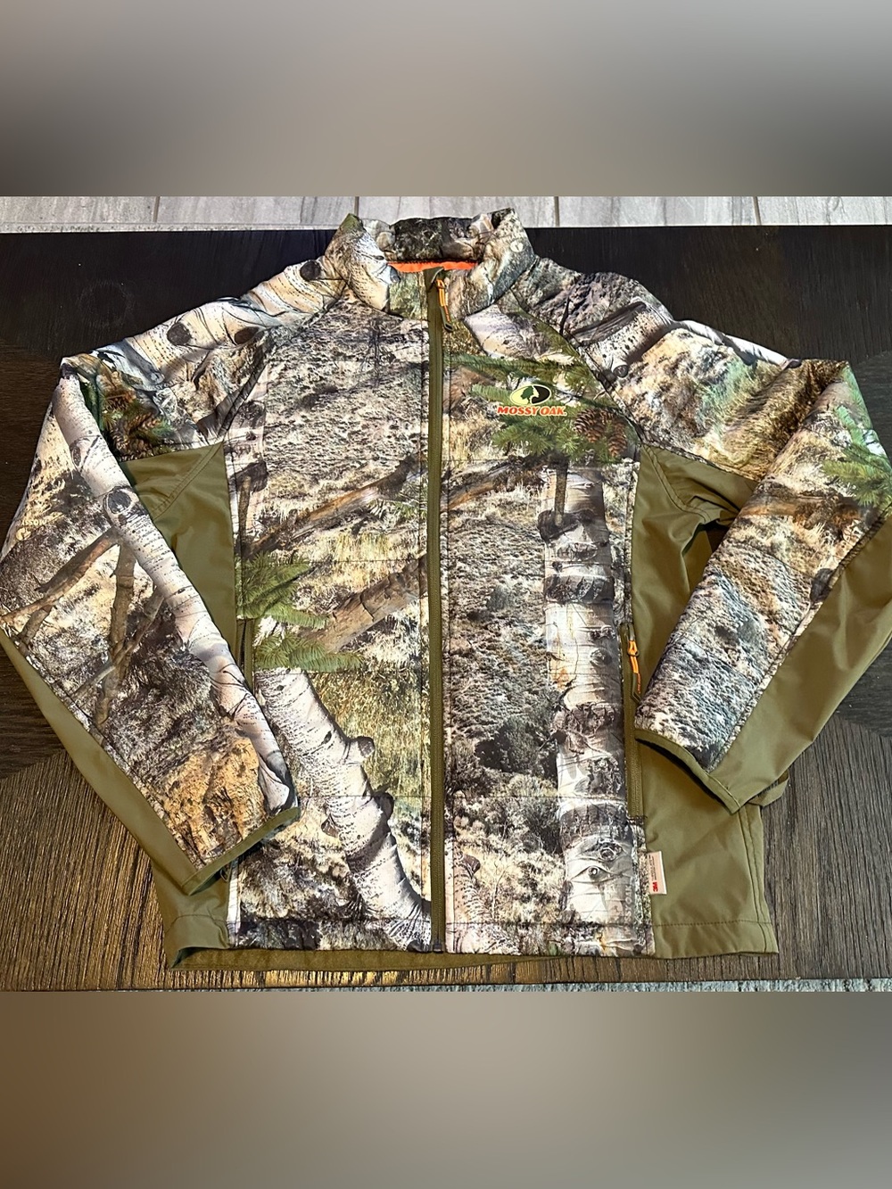 Mossy Oak Jacket with Bright Orange Lining